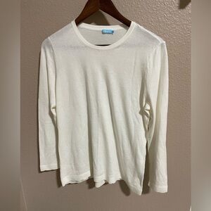 J.McLaughlin Henri Signature Scalloped Hem Cream Knit Blend Top